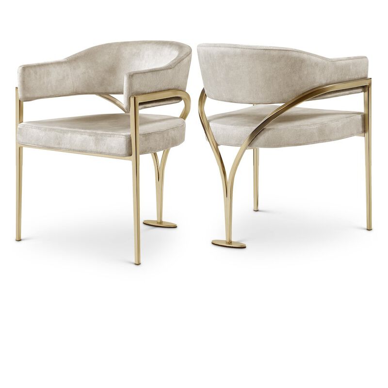 Meridian Furniture Madelyn Stone Velvet Dining Chair, Set of 2