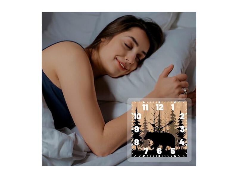 Bear Forest Wildlife Rustic Farmhouse Wall Clock 12 Inch Silent Non Ticking image number 3