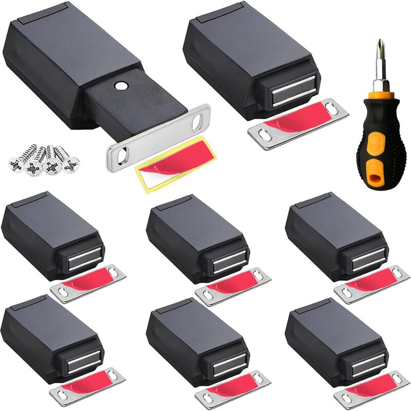 Magnetic Push to Open Cabinet Hardware CBRIVE 8 Pack Heavy Duty Push Latch & Lock for Hidden Door Touch Latches and Catch Magnet