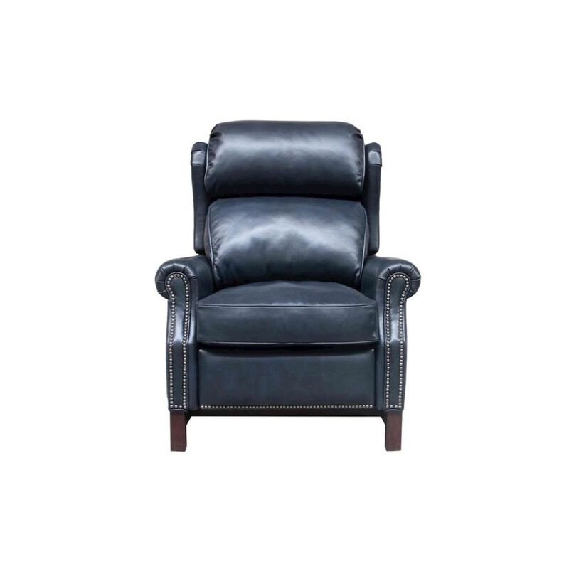 Starlight Canyon Home Blue Leather Recliner Chair with Push-Thru Arms and Footrest Support image number 4