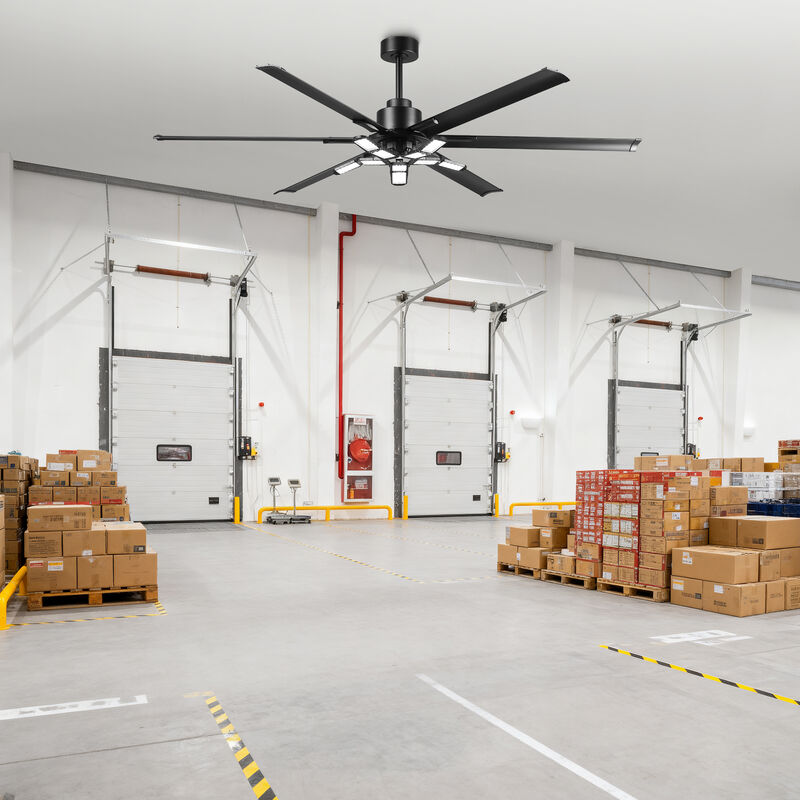 72" Modern Matte Black 6-Aluminum Blades Reversible Ceiling Fan with Light and Remote