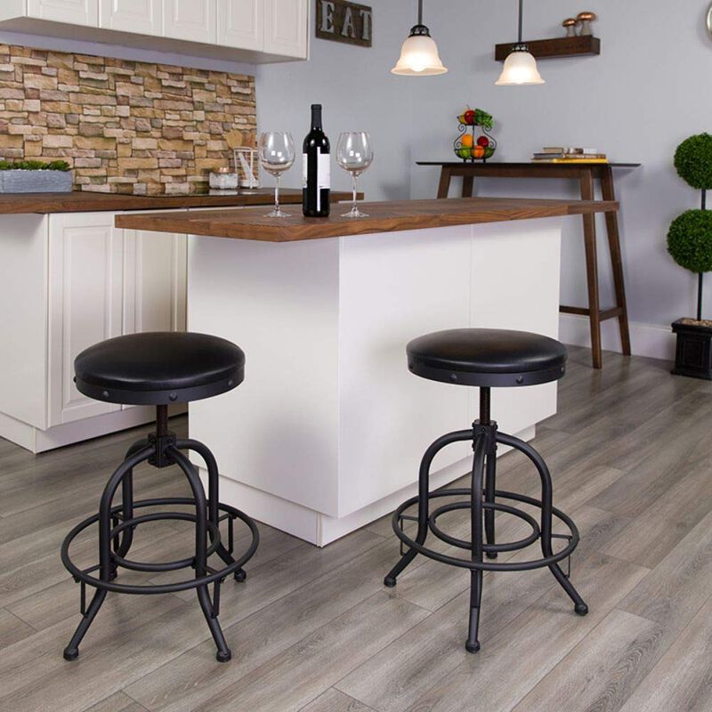 Flash Furniture Carrington 24'' Counter Height Stool with Swivel Lift Black LeatherSoft Seat image number 1