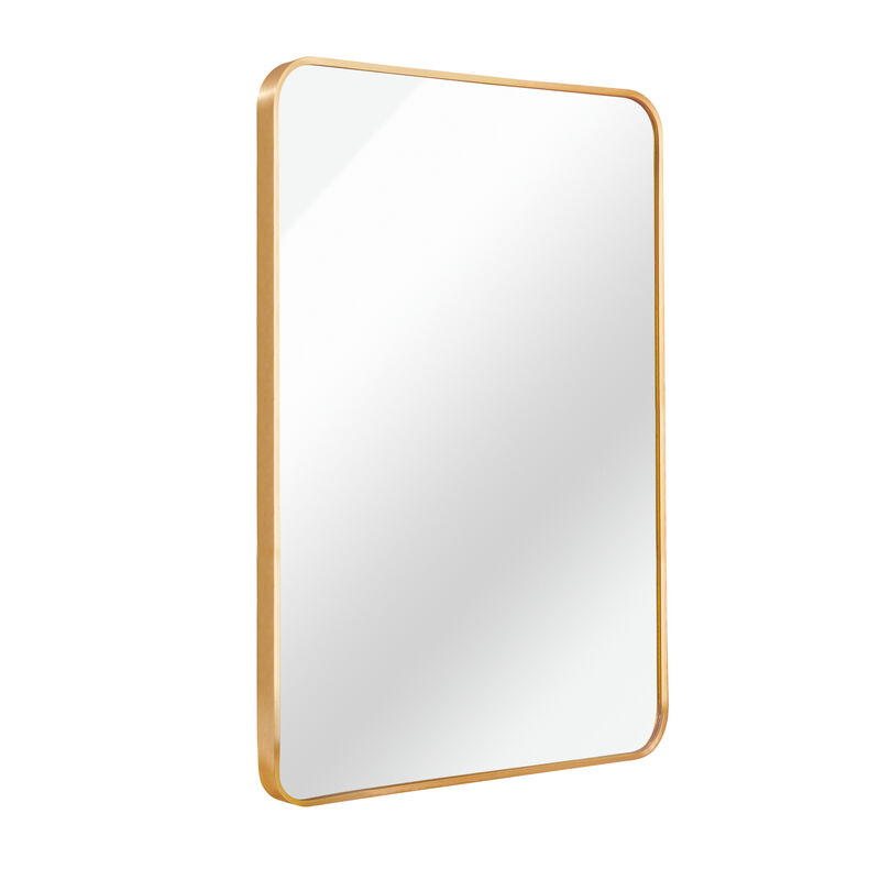 HomeRoots 36" Gold Aluminum Framed Accent Mirror image number 2