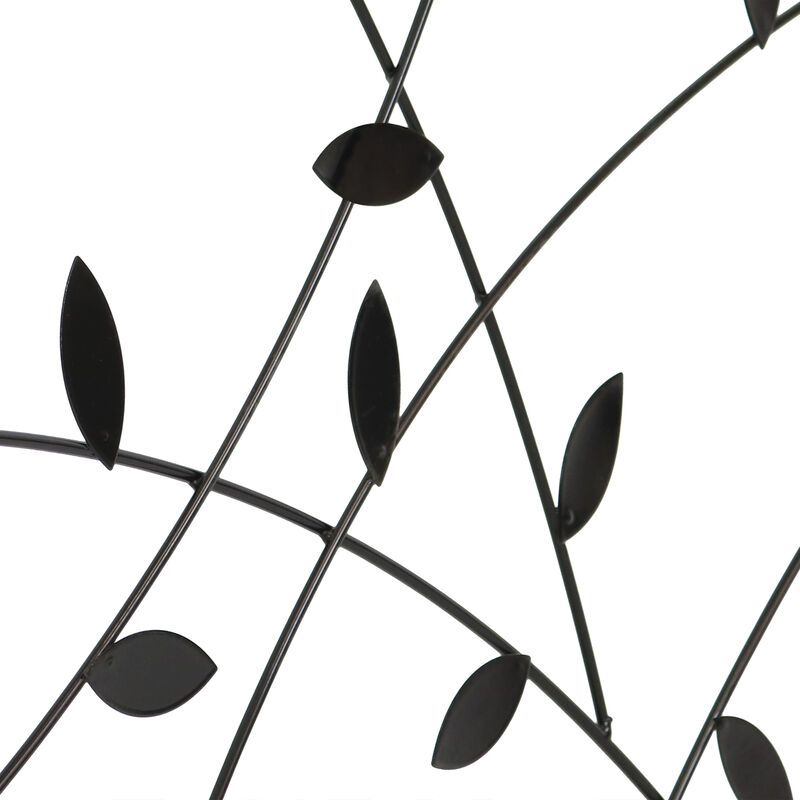 Sunnydaze 5-Piece Modern Leaves/Vines Steel Border Fencing - 6 ft - Black