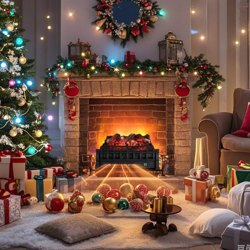 Hivvago Infrared Quartz Electric Fireplace with Adjustable 3D Flame Colors and Overheat Protection