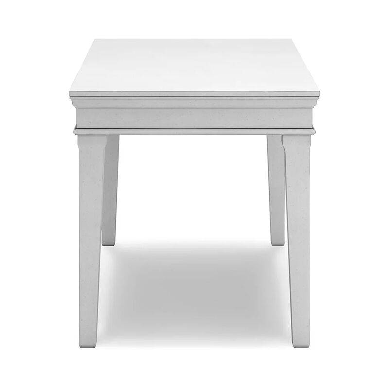Kyni 63 Inch Home Office Desk, Modern Rectangular White Pine Wood Finish - Benzara