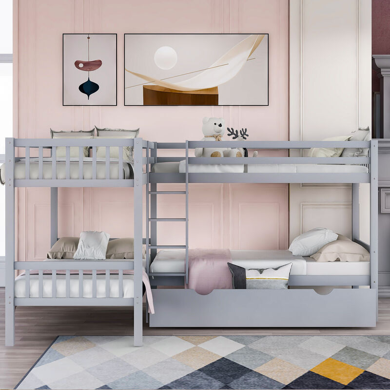 Merax Twin L-Shaped Bunk bed with Drawers image number 1