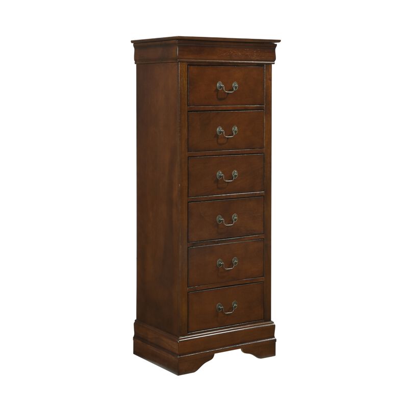 Traditional Design Louis Philippe Style 1pc Chest of 7x Drawers Brown Cherry Finish Hidden Drawers Wooden Furniture