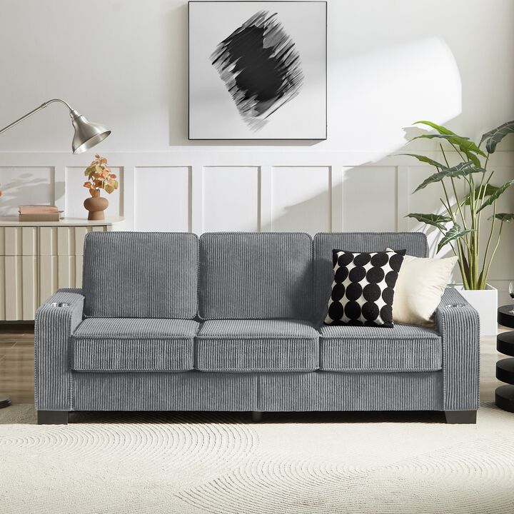 Corm 83.86" Corduroy 3 Seat Modern Sofa