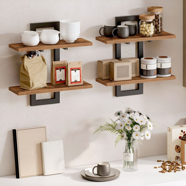 Wall-Mounted Shelf Set of 2, Modern Floating Storage Shelves for Home