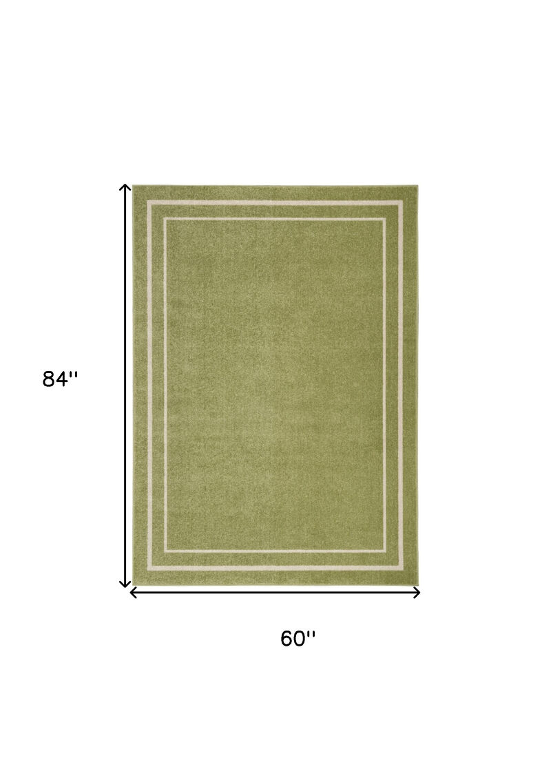 HomeRoots 5' X 7' Green And Ivory Indoor Outdoor Area Rug image number 3