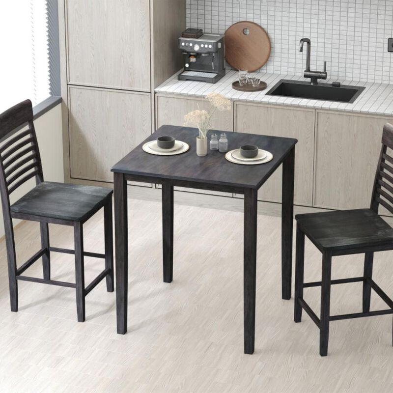 Hivvago Square Dining Table with Solid Wood Frame for 4-Person