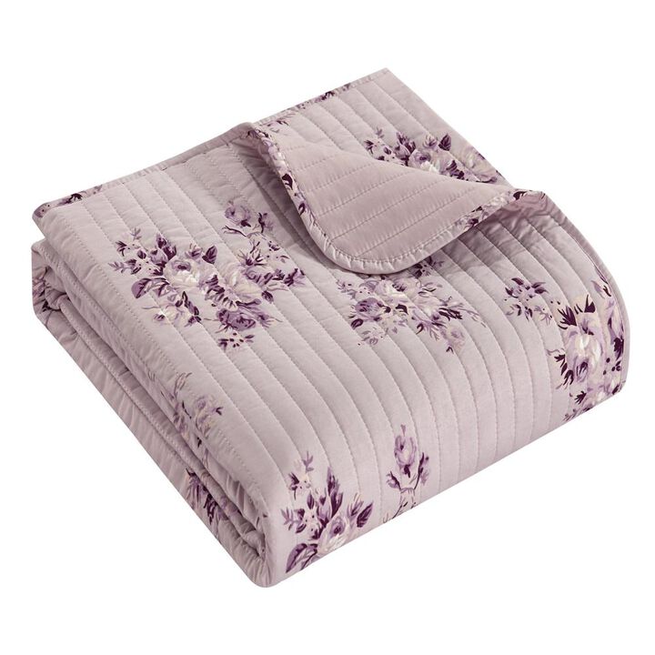 Chic Home Giverny Quilt Set Floral Pattern Print Bed In A Bag - Sheet Set Decorative Pillow Shams Included - 9 Piece - King 106x90", Blush Pink