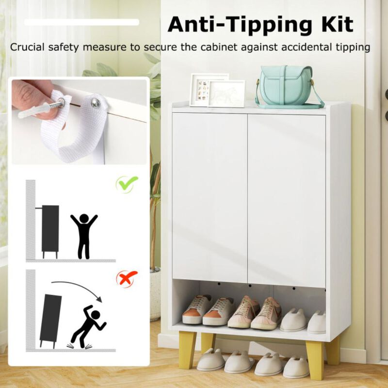 Hivvago 5-Tier Shoe Cabinet with Faux Marble Countertop and Flat Tilting Shelves