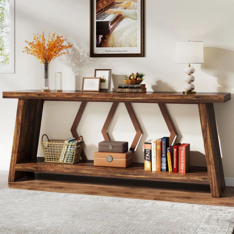 70.86-Inch Sofa Console Table with Storage for Living Room