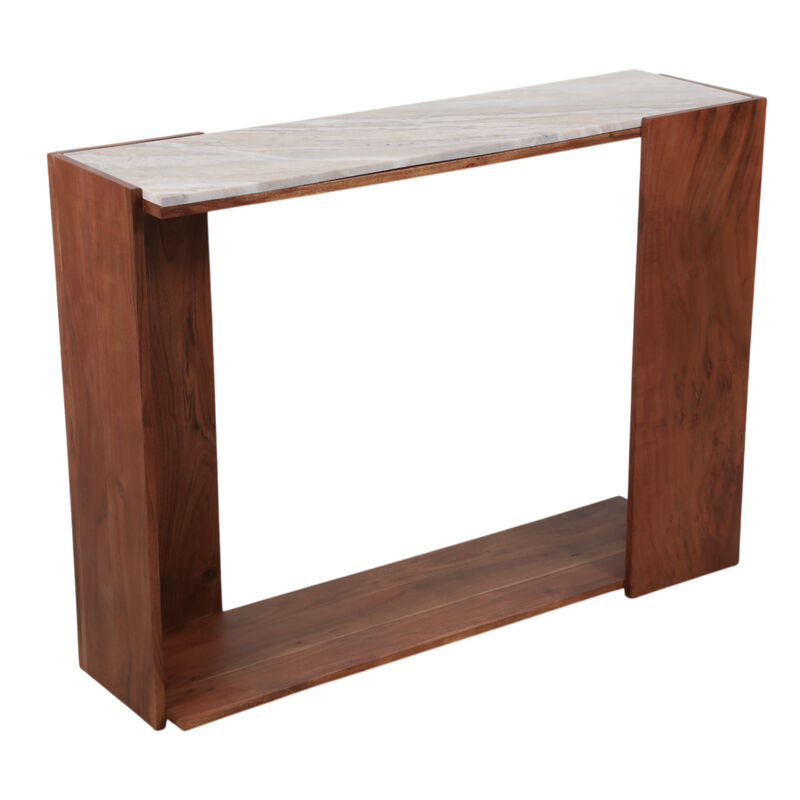 42x31" Modern Marble Top Console Table,ivory/brown image number 2