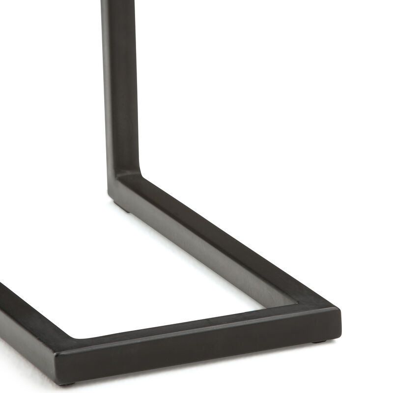 Skyler 18 inch Wide Solid Mango/Metal Industrial C Side Table in Dark Cognac Brown/Black, Assembled