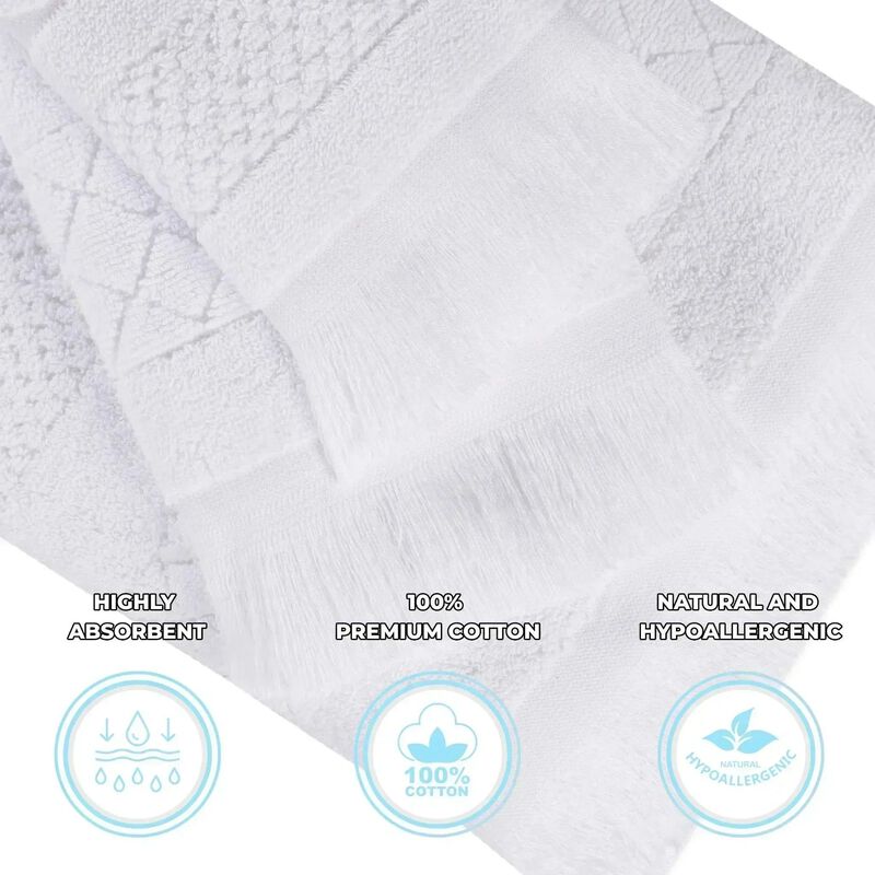 Absorbent Cotton Hand Towels Set of 6 with Geometric Jacquard Design image number 2