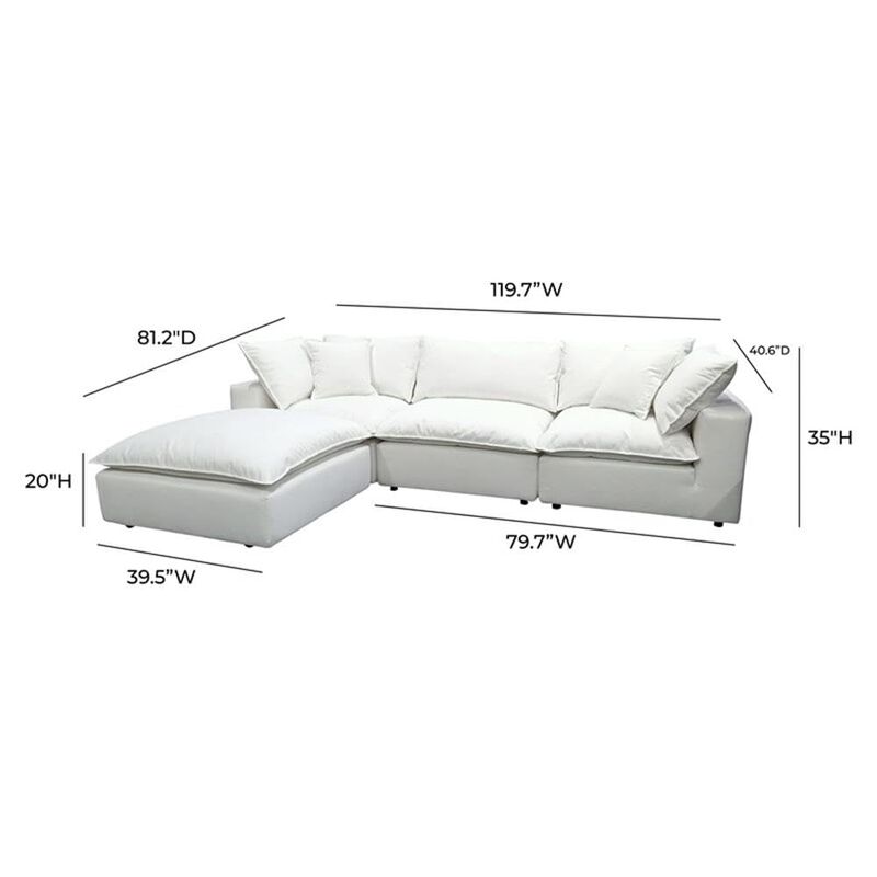 TOV Furniture Cali Pearl Modular White Upholstered 4 Piece Sectional image number 6