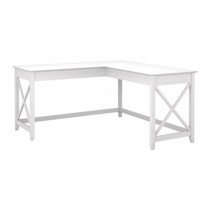 Bush Furniture Key West 60W Modern Farmhouse L Shaped Desk in Pure White Oak | 60-Inch Corner Table Workstation for Home Office