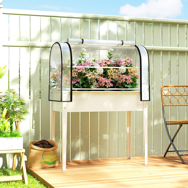 Hivvago Elevated Metal Garden Box with Flip-Up Cover and Drainage image number 1