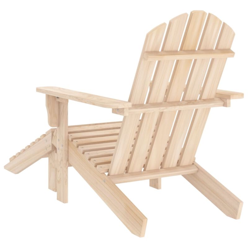 vidaXL Patio Adirondack Chair with Detachable Ottoman - Outdoor Relaxation Furniture in Durable Solid Fir Wood - Brown Light Wood