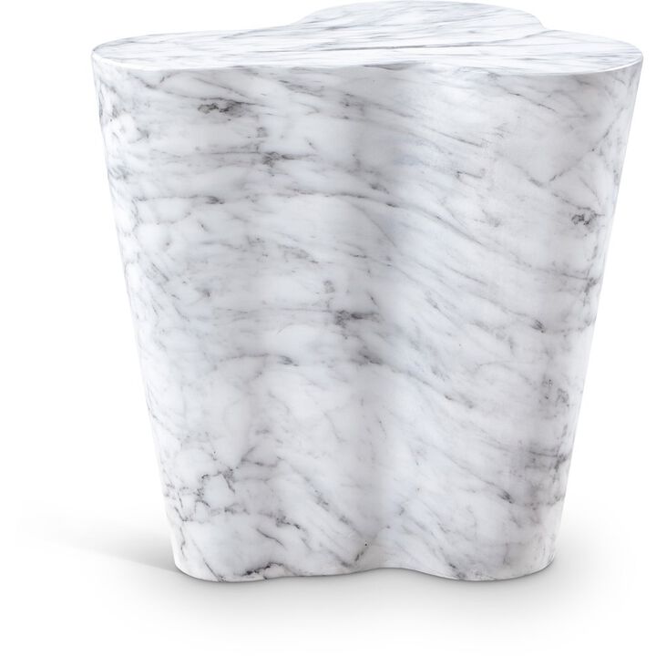 Meridian Furniture Monza White Marble Finish Concrete End Table