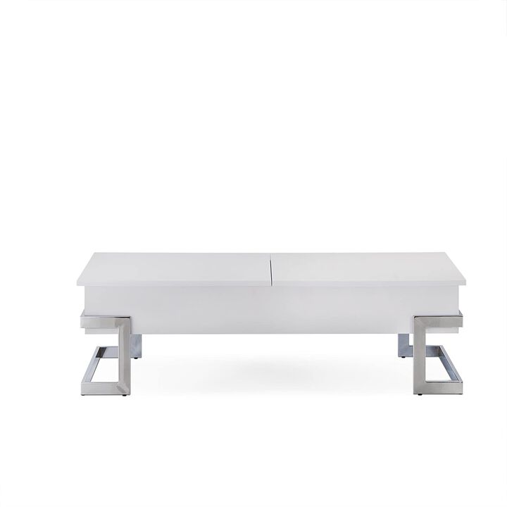 Modern Iron Lift Top Coffee Table with Convenient Storage Shelf