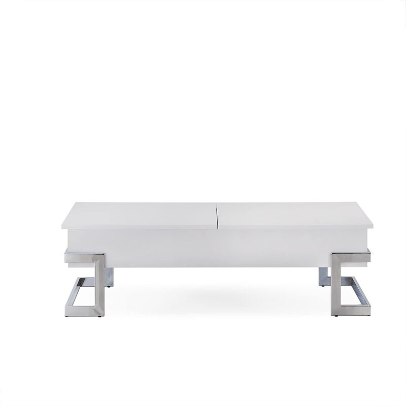 Modern Iron Lift Top Coffee Table with Convenient Storage Shelf