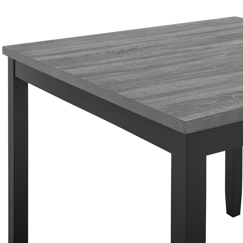 Phy 5pc Counter Table and Chairs Set, Nailheads, Tufted Gray Fabric, Black - Benzara