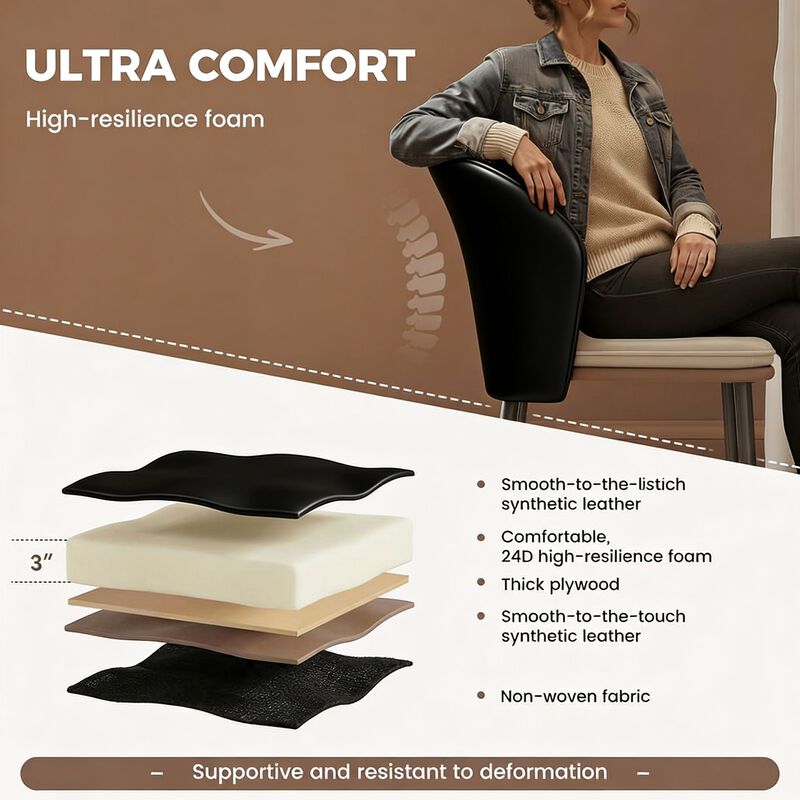 Modern PU Leather Dining Chair Set of 4 image number 7