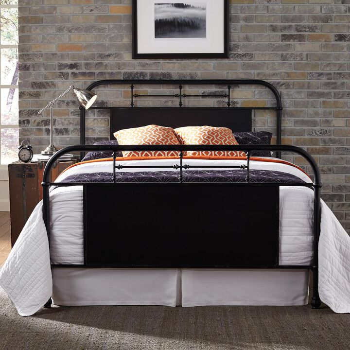 Liberty Furniture Vintage Series King Metal Bed - Black in Distressed Metal