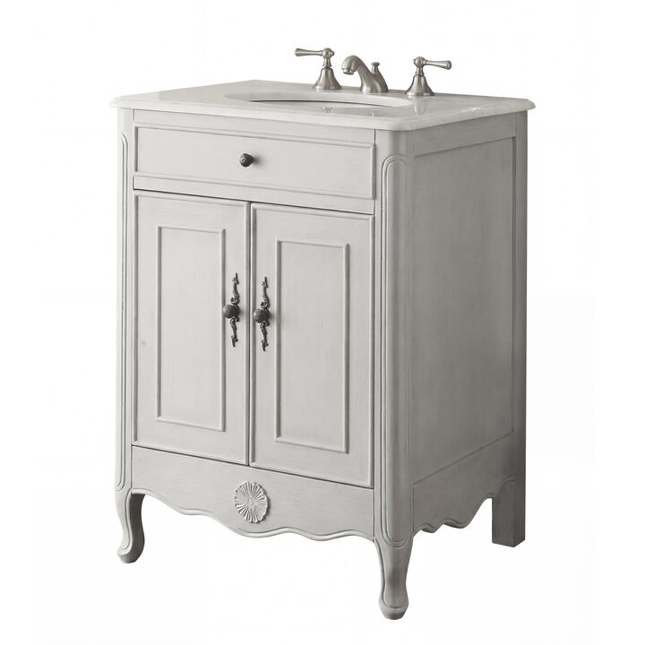 26 Inch Daleville Distressed Gray Cottage Style Small Bathroom Sink Vanity