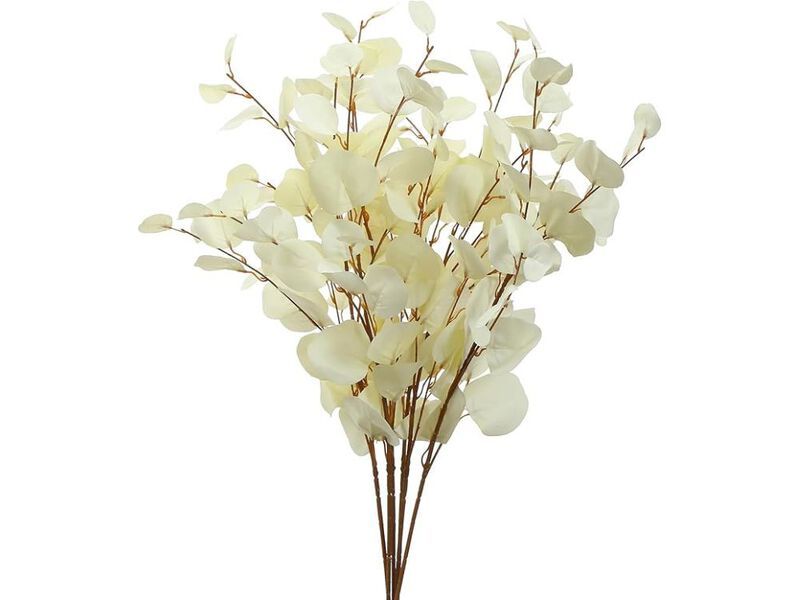3 Piece White Artificial Eucalyptus Flower Stems Long Stem Vase Filler image number 0
