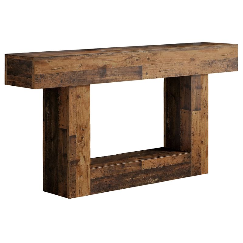 Farmhouse 63-Inch Wooden Console Table with 2-Tier Shelf for Entryway image number 0