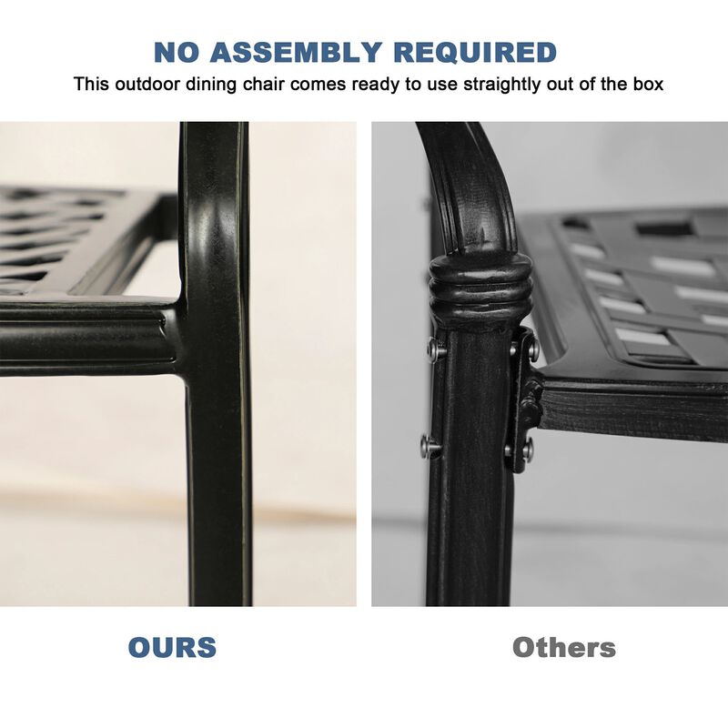 Mondawe 4 Piece Cast Aluminum Outdoor Dining Chairs with Cushion