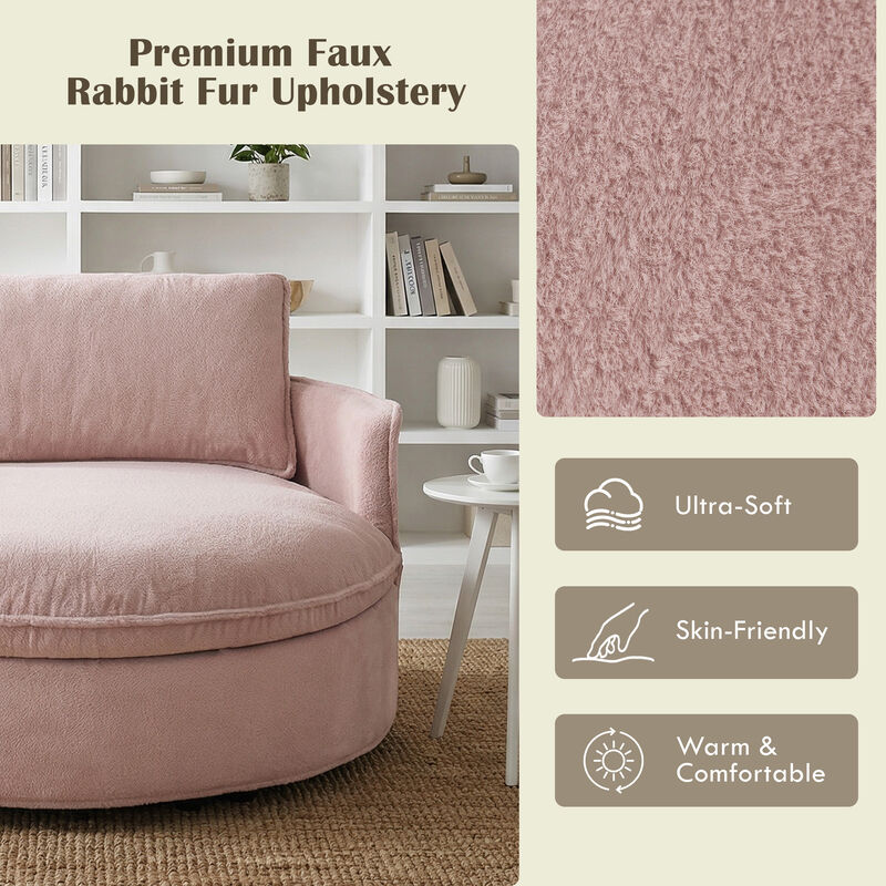 Merax 59" Round Circular Lounge Chair with Faux Rabbit Fur, 6.3" Thick Cushion image number 3