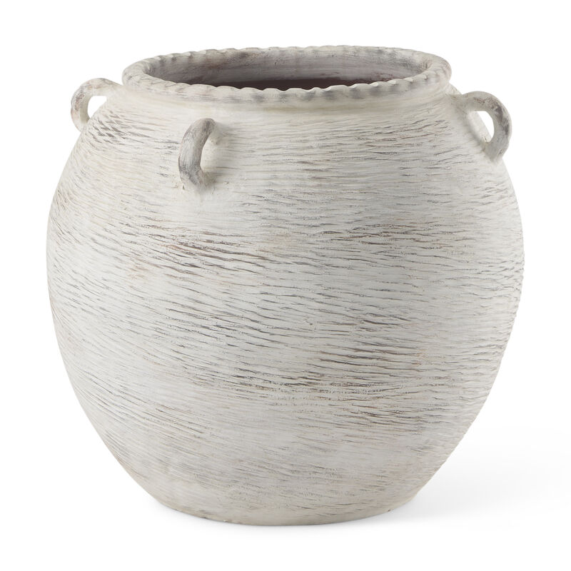 HomeRoots 22" Cream Ceramic Amphora Floor Vase image number 0