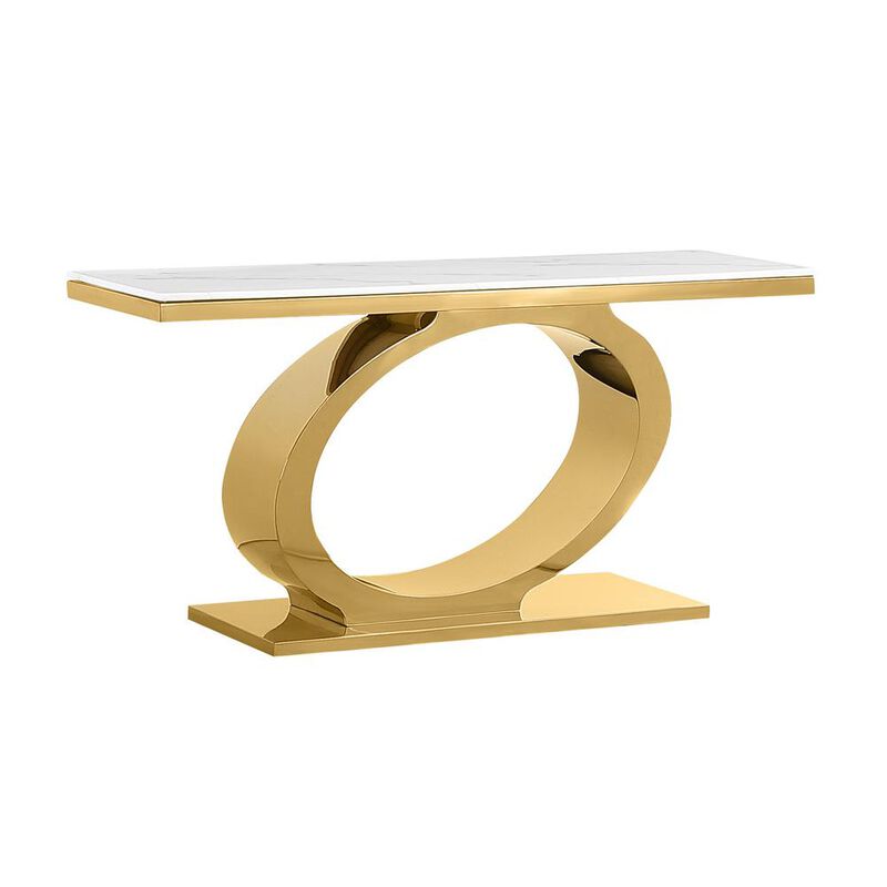 Best Quality Furniture White marble top console table with gold color base