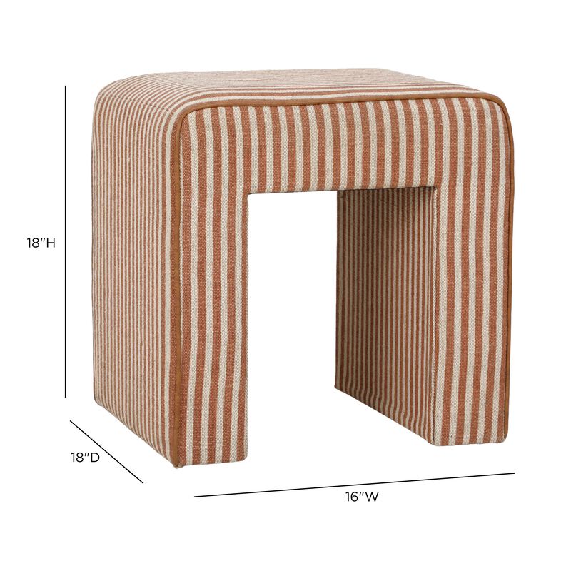 Byron Square Green Stripe Cotton Jute Ottoman image number 5