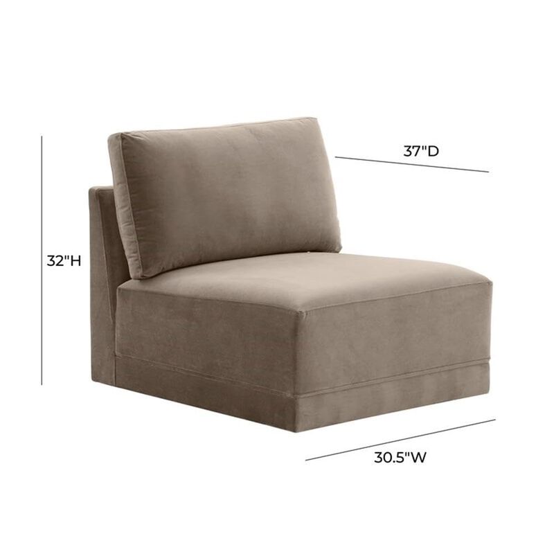 TOV Furniture Willow Taupe Upholstered Armless Chair image number 2