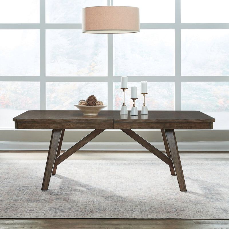 Liberty Furniture Carolina Park Trestle Table for Dining Room - Self Storing Leaf - Amber Brown image number 7