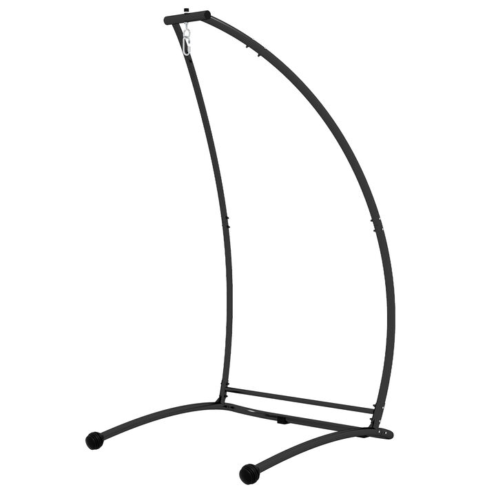 Outsunny Hammock Chair Stand, C Shape Hanging Heavy Duty Metal Frame Hammock Stand for Hanging Hammock Porch Swing Chair, Indoor & Outdoor Use, Black