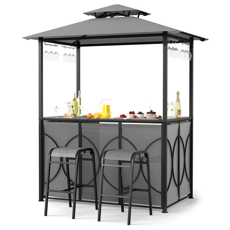 Outdoor Grill Gazebo Set with Bar Table and 2 Stools &ndash; Perfect for BBQ Parties