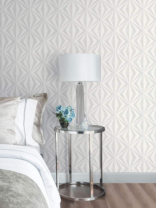 Monge Silver Geometric Wallpaper