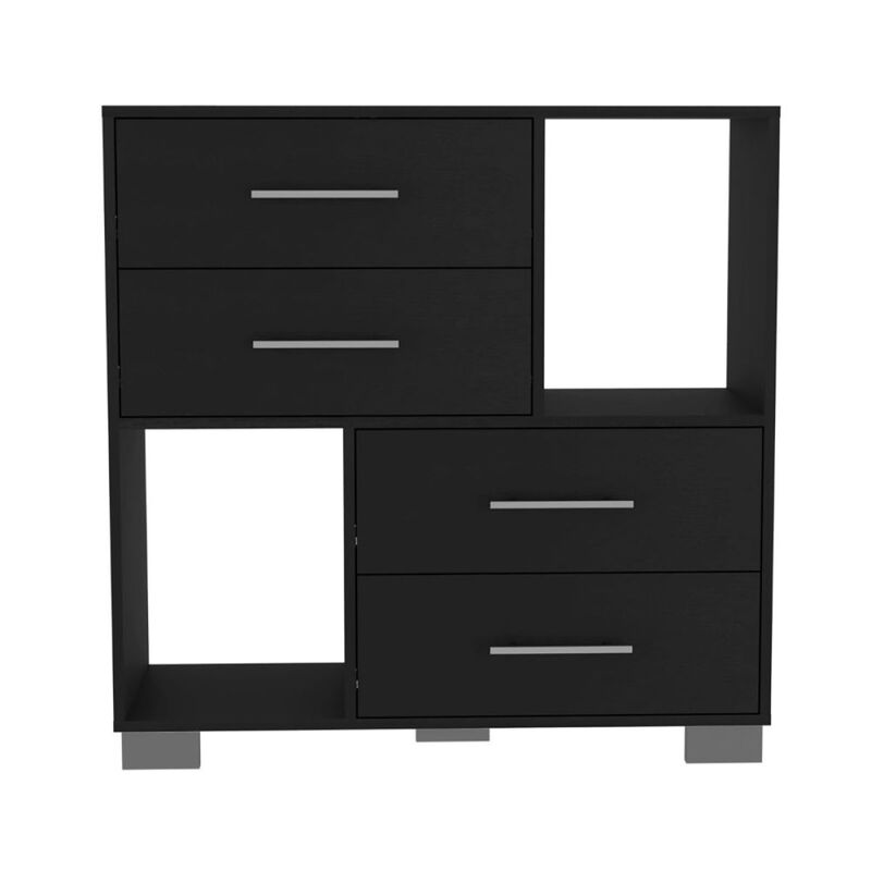 Brooks 2-Shelf 4-Drawer Dresser Black Wengue