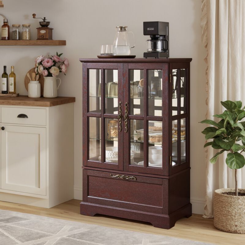 Bopfud LED Lighted Curio Display Cabinet image number 1
