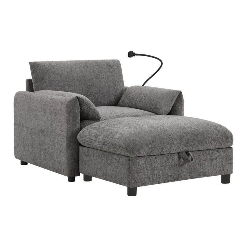 Kiple Modern Chenille Accent Chair & Ottoman Set image number 0