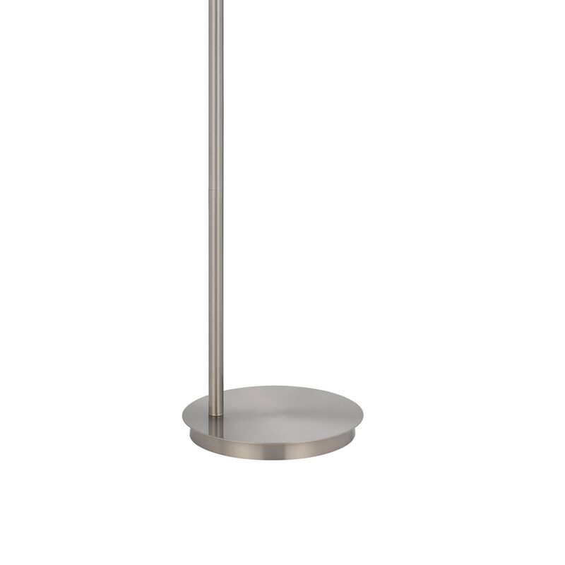 Lavy Floor Lamp, Slim Chrome Pole Base, White Hardback Shade 62 Inch - Benzara