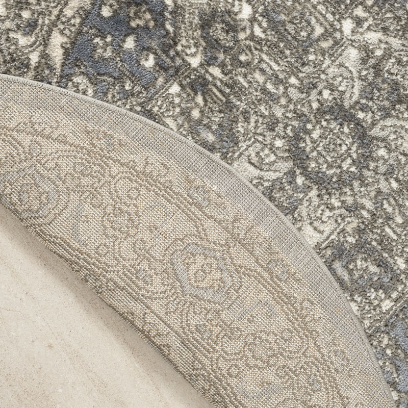 Quarry QUA05 Blue 4' x Round Rug image number 1